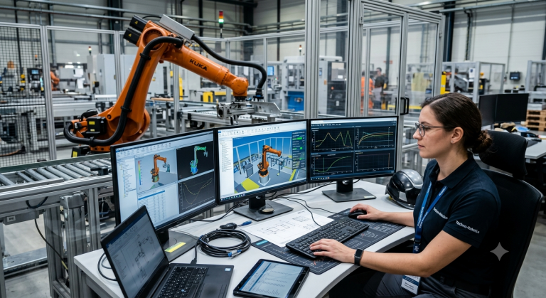 Evaluación de viabilidad de un robot industrial mediante simulación y análisis técnico.